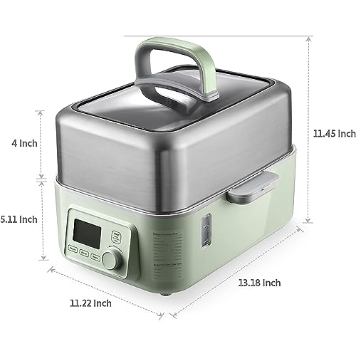 Elektryczny parowar do żywności, 2-poziomowe tace bez BPA, sterowanie jednym dotknięciem, cyfrowy wielofunkcyjny z automatycznym wyłączaniem i ochroną przed gotowaniem na sucho, szybkie parowanie w