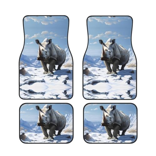 Un rinoceronte bianco dell'era glaciale Prestazioni migliorate: realizzati in neoprene spesso 4 mm con retro ruvido, questi tappetini per auto offrono un'eccellente attrito con il pavimento dell'auto, garantendo una protezione impermeabile, elastica e morbida. Mantengono le condizioni incontaminate del pavimento dell'auto e riducono i danni da attrito impedendo movimenti o scivolamenti.