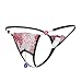GIRLADY Open Crotch G String Panties Women Sheer Lace Thong Embroidery Intimates Rhinestone Pendants Brief Sexy Underwear