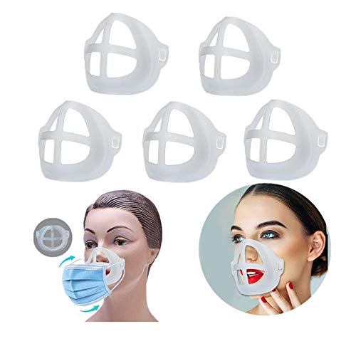 Silicone 3D Mask Bracket for Comfortable Mask Wearing by Creating More Space for Breathing Ideal Makeup Saver (Clear-5pcs) (5PCS)