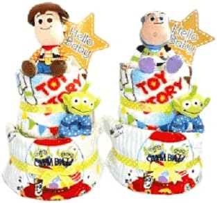 Amazon Co Jp おむつケーキ トイストーリー Toystory リトルグリーンメン エイリアン バズ ウッディ出産祝い 名入れ ベビーギフト タオル 2段 二段 男の子 女の子 双子 パンパース バズ Sサイズ ベビー マタニティ