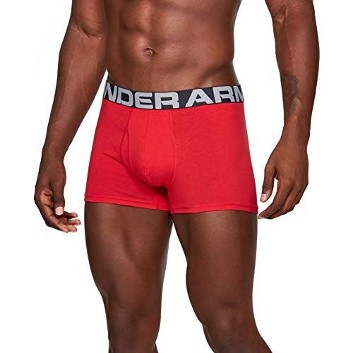 Under Armour Men's Charged Cotton 3" Boxerjock - 3 Pack Underwear, Red (600 Mod Gray Medium Heather, L UK