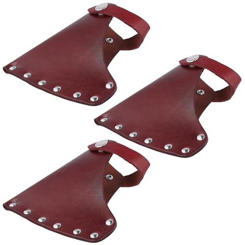 HOZEON 3 PCS Leather Axe Protector, Hatchet Sheath, Axe Head Cover for Outdoor, Camping, Lumberjacks
