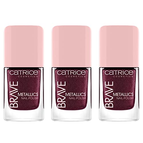 Catrice Brave Metallics Nail Polish, Nailpolish, Nagellack, Nr. 04 Love You Cherry Much, rot, langanhaltend, metallisch, ohne Aceton, vegan, Mikroplastik Partikel frei, 3er Pack (3 x 10,5ml)