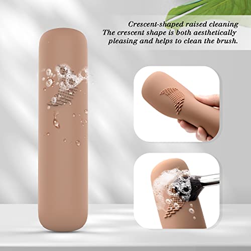 Sidinic Travel Makeup Brush Holder, Magnetic Anti-Drop Silicone Cosmetic Bag, Soft And Waterproof Travel Portable Makeup Tools Organizer (Khaki) #TOP1