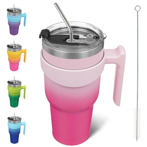 Image of BJPKPK 40 oz Tumbler with Handle & Straw, Insulated Stainless Steel Mug