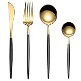 1. 【Artesanía exquisita y alta calidad】 Nuestro juego de cubiertos fabricado en acero inoxidable inoxidable con propiedades anticorrosivas y antioxidantes, diseño moderno con mangos ergonómicos, peso equilibrado y curva suave del cuerpo lo hace muy manejable a mano.