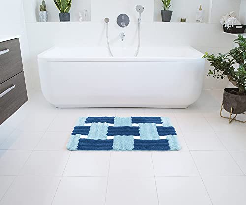 MeralHome Badezimmerteppich blau groß 60 x 90 cm, weich rutschfest waschbar Badematte, Badteppich für Badezimmer… – Bild 3