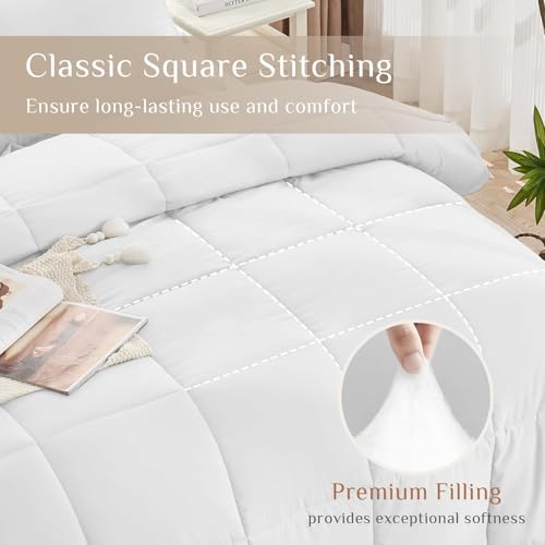 JOLLYVOGUE California King Comforter Set, Ultra-Soft Bed in a Bag Cal King Size 7 Pieces, Oeko-TEX Certified Bedding Set with Down Alternative Comforter, Sheets, Pillowcases & Shams, White by JOLLYVOGUE - Used condition - Image 3