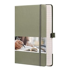 EMSHOI Lined Journal Notebook – 256 Numbered Pages 120gsm Thick Leather Journal with Sticky Notes, A5 Hardcover College…