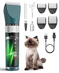 oneisall Cat Clippers for Matted Fur, 5-Speed Quiet Cordless Cat&Dog Grooming Clippers for Long Hair,IPX6 Waterproof Dog Trimmer Shaver for Dogs Cats Animals