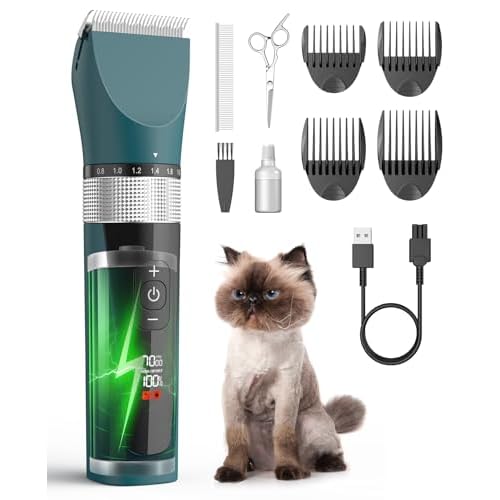 oneisall Cat Clippers for Matted Fur, 5-Speed Quiet Cordless Cat&Dog Grooming Clippers for Long Hair,IPX6 Waterproof Dog Trimmer Shaver for Dogs Cats Animals