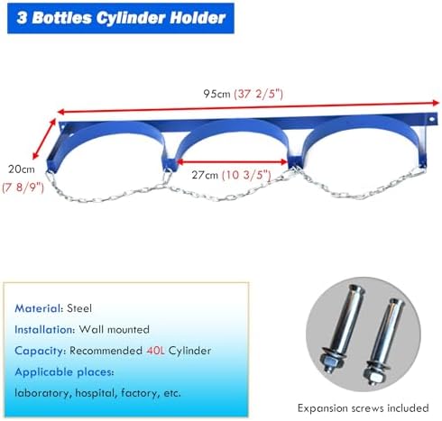 Heavy Duty Wall Mount Oxygen Tank Chain Bracket - Propane & Nitrogen Cylinder Storage Shelf for Factories, Garages, Schools - Secure Gas Cylinder Holder with Safety Chain