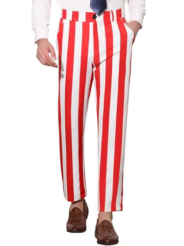 Lars Amadeus Men's Striped Dress Pants Straight Fit Color Block Business Stripe Trousers