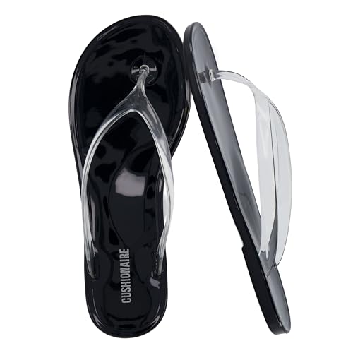 Image of CUSHIONAIRE Splash Jelly Flip Flops for Women With Flexible Sole, Glossy Jelly Finish Summer Sandals for Women