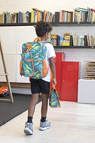 Trail maker Mochila para meninos 6 em 1 com lancheira, estojo de lápis e acessórios, Dinos de Duelo,