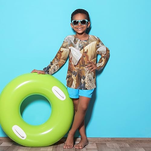 Image of CaTaKu Boys Swim Shirt Long Sleeve Rash Guard for Boys Toddler Rashguard Water Sun Shirt UPF+ 50 Swimwear
