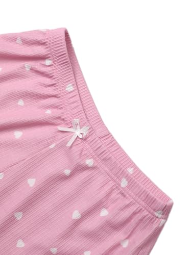 Image of Hilinker Womens Graphic 2 Piece Pajama Set Summer Cute Crop Cami and Shorts Ribbed Lounge Sets