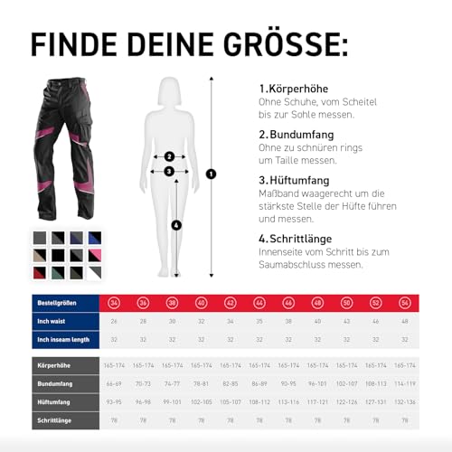 KÜBLER Workwear | KÜBLER ACTIVIQ Arbeitsdamenhose | schwarz/pink | Größe 38