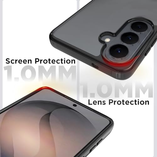 Image of RIGGEAR Shockproof Clear Hybrid Armor Back Cover Case Compatible with Samsung Galaxy S26 (Clear-Black TPU Bumper with Transparent PC)