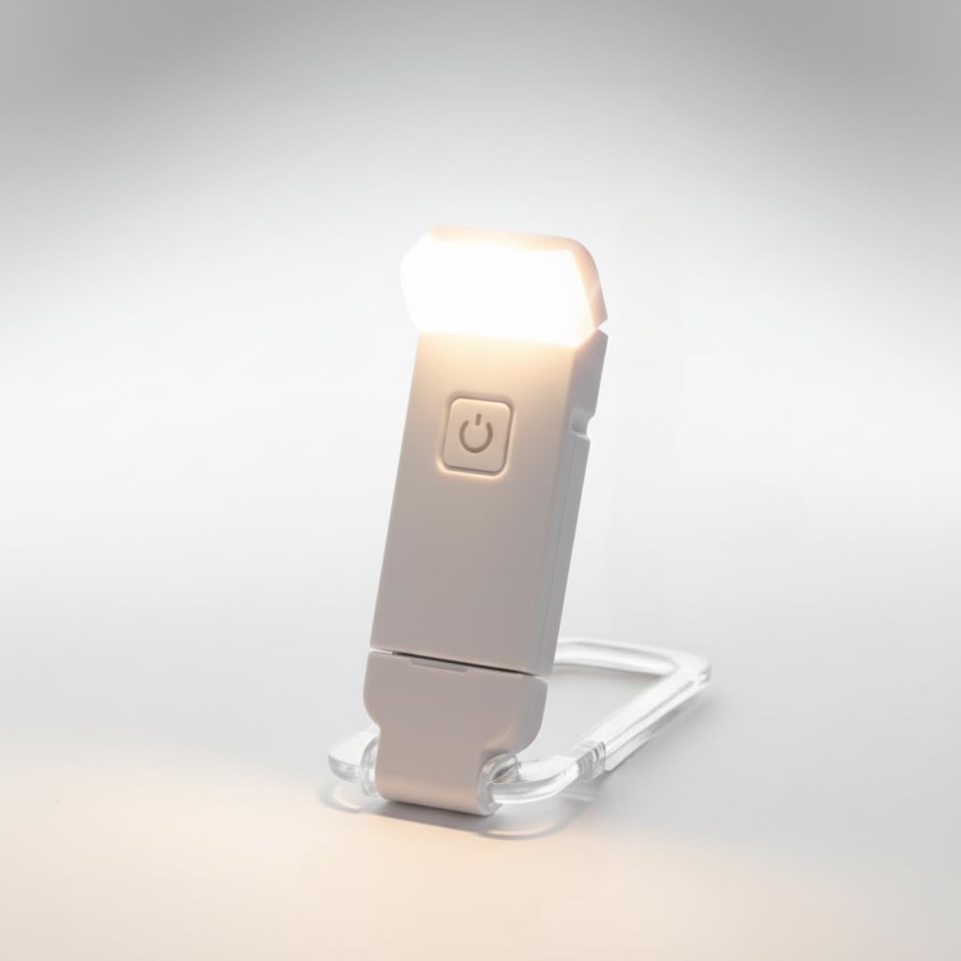Mazo Moon Mini USB Rechargeable Reading Light – Foldable 360° Rotating Clip-On Book Lamp with 3 Brightness Levels & Warm/Cool Modes, Portable Eye-Care Light for Bedtime Reading & Travel