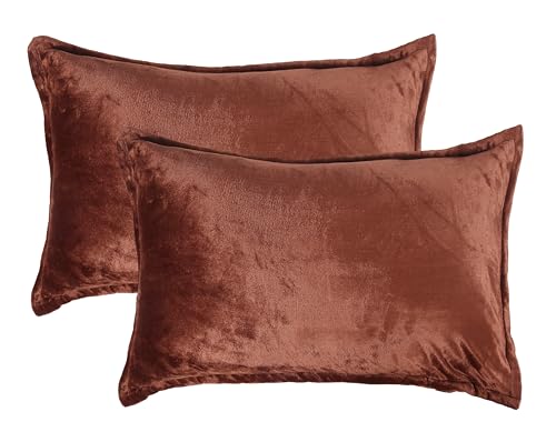 Image of RD TREND Presents Velvet 250 GSM Pillow Cover Set of 2 with Zipper,Size -18 inch x 28 inch Inches (45x71 Cm) (Coffee)