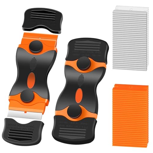 Window Scraper Tool - Double Edged Non Scratch Scraper with 20Pcs Replacement/Cleaning Scraper Tool for Hob Oven, Cooktop, Windows, Sticker, Wallpaper, Glass or Paint Removal