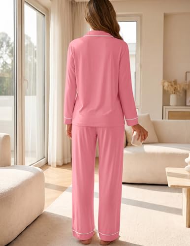 Image of ZMJ Womens Pajamas Sets 2 Piece Long Sleeve and Pant Pj Sets Button Up Sleepwear