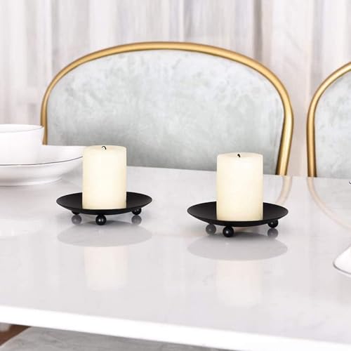 KIPTVO 2PCS Candle Holders Metal Candle Plates Round Votive Candle Decorative Tray, Candle Holders Black Candle Plates and Trays, for Candles Party Spa Wedding Bathroom Church Living Room Decor - Cosy Home Interiors KIPTVO 2PCS Candle Holders Metal Candle Plates Round Votive Candle Decorative Tray, Candle Holders Black Candle Plates and Trays, for Candles Party Spa Wedding Bathroom Church Living Room Decor - Image 5