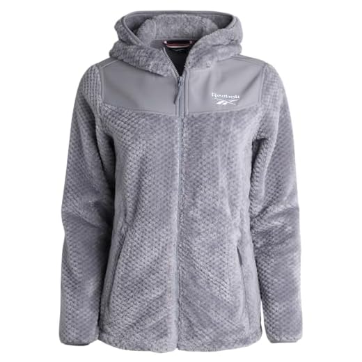 Reebok Women's Fleece Zip Up Jacket - Warm Snow Fleece Winter Jacket with Hood - Insulated Winter Jackets for Women (S-XL), Size Large, Dove Grey