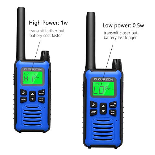 4 Pack Walkie Talkie for Kids FLOUREON Two Way Radio Long Range Walky Talky 22 Channel 3000M (MAX 5000M) USB Cable Charging for Outdoor Adventures Camping Hiking