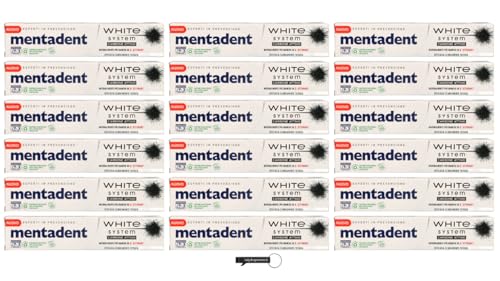 Mentadent White System Dentifricio al carbone attivo, 75 ml, confezione da 18 + italy shop free keyring
