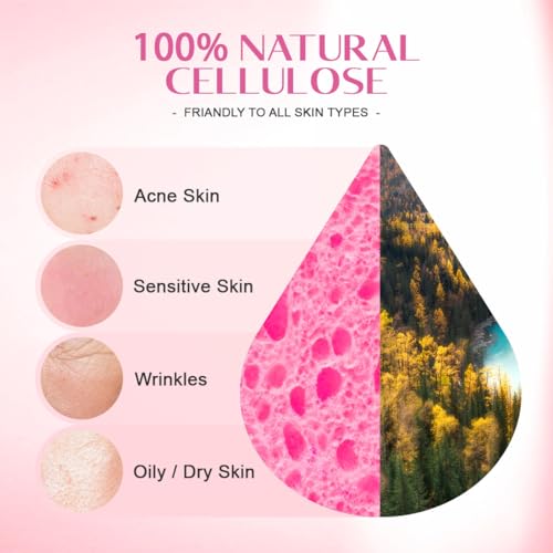 120-Count Compressed Facial Sponges, Face Sponges for Cleansing, 100% Natural Cellulose Cosmetic Spa Scrub for Makeup Removal, Exfoliating Mask, Skin Massage - Pink - Image 5