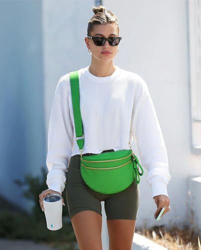Image of Pure Colour Crossbody Bag Bum Bag for Women,Spacious Purse Fanny Packs Belt Bag,Oversized Bum Bag (Colour Bum Bag-Kelly Green)