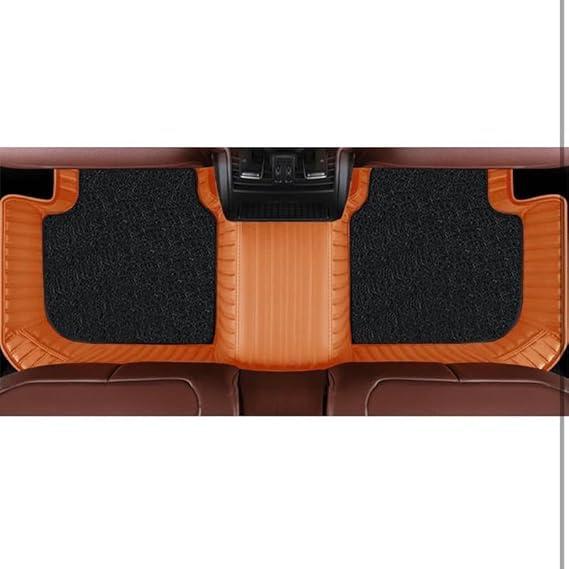 Image of 10D Car Foot Mat for Mercedes Benz eqs450 | Tan | Premium Luxury Leather | Double Layered | Waterproof | Washable | Custom Fit |Antislip | Detachable Grass | Car Floor Mat