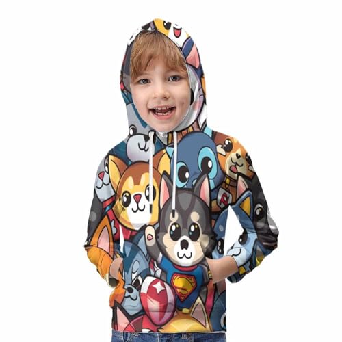 Sweat à capuche Chien 3D pour enfant 11-13 ans pull d'hiver confortable - 5