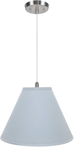 Aspen Creative, 72267-11 - Pantalla colgante de tela imperio con dos colgantes de techo rígido, 16 pulgadas de ancho, azul claro