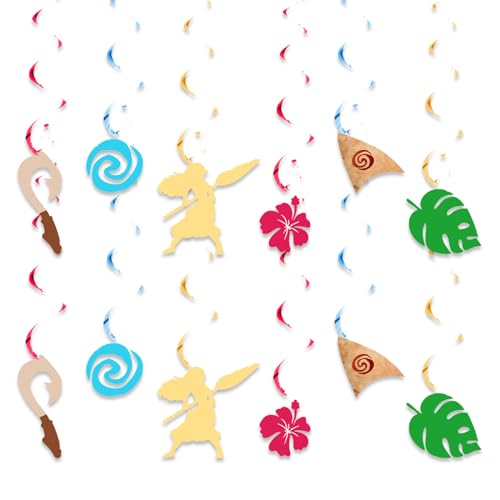 Image of 12pcs Summer Beach Ocean Girl Hanging Swirl Party Decoration,Hawaiian Party Decoration,Summer Beach Ocean Girl Party Swirls,Suitable for Tropical Turtle Leaves Party Decoration Supplies