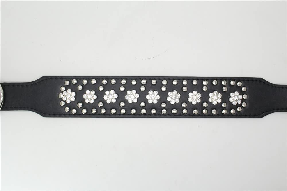 Strass-Hundehalsband – Kunstleder, Verstellbar, Mit Strasssteinen & Nieten, Größen M/L