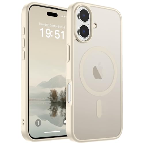 Image of SUPFINE Magnetic for iPhone 17 Case (Compatible with MagSafe)(Military Grade Drop Protection) Translucent Matte Shockproof with Anti-Fingerprint Phone Cover,Antique White