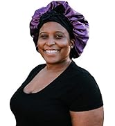 Jumbo Satin Reversible GLO Bonnet with Adjustable Ties and Edge Protection for Long Hair, Curls, ...