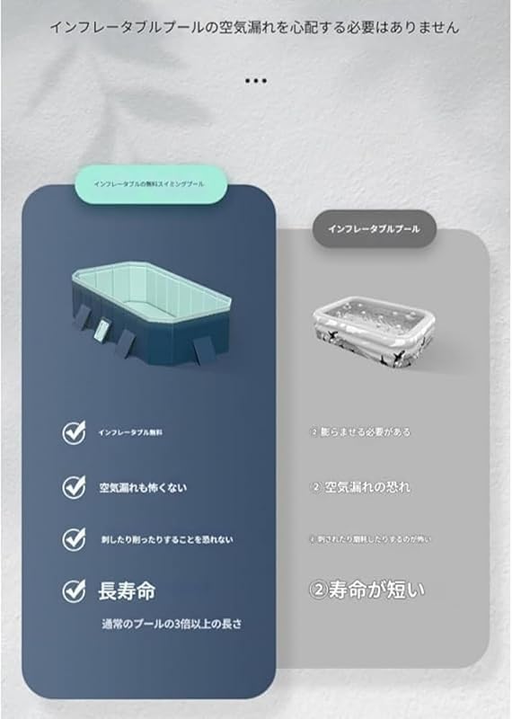 AZIEBAY 家庭用プール用の大型折りたたみ式プールラフト、エアポンプ不要、シンプルなデザイン、収納簡単、耐熱性、スライド/オーシ