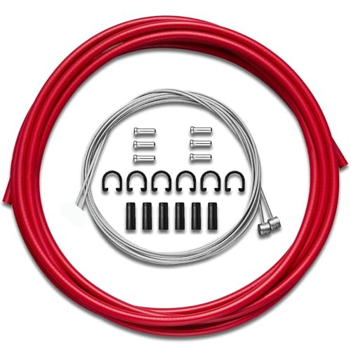 Universal Bicycle Brake Cable Kit ï¼Œfor Bicycle Mountain Road Bike Repair (Red,9.8ft)