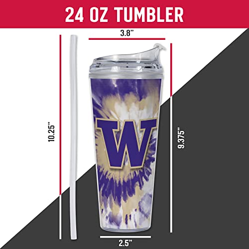 Image of Rico Industries NCAA Glitter 24oz Acrylic Glitter Tumbler with Hinged Lid, Officially Licensed Double Wall Tumbler with Straw