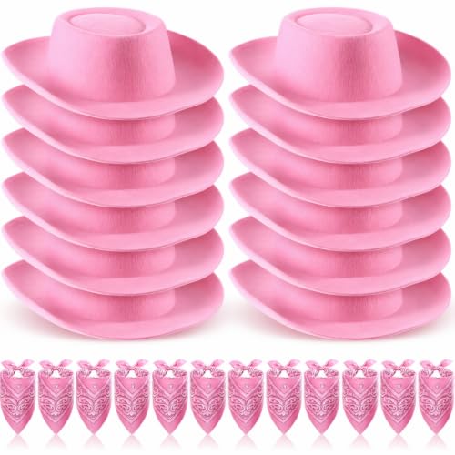 Image of Coume 24 Pieces Cowboy Hats and Bandanas, Pink