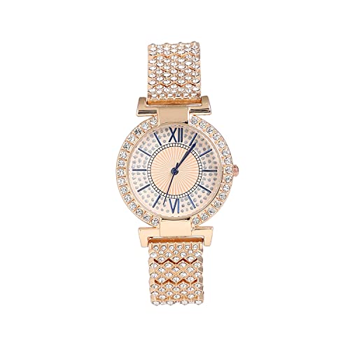 Image of Haute Sauce Women's Embellished Analog Dial with Stainless Steel Strap | Battery Power | Foldover Closure | Quartz Movement | Fashion Wrist Belt Watch for Female and Girls