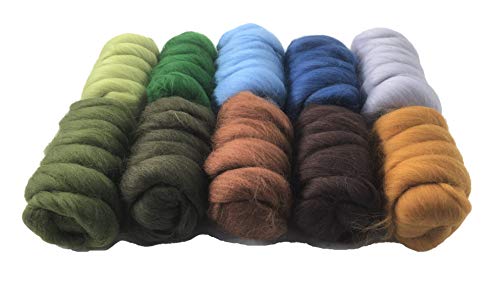 Molten Designs 250gm Pack of 10 Merino Wool Tops for Needle & Wet Felting and Spinning, Berry, Black, Blue, Gold, Gray, Green - Image 4