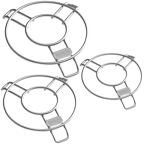 Image of NAALSA - Mars 3pc Set Stainless Steel Round Trivet, Hot Pot Stand, Heavy Duty Steel Trivet for Hot Utensils, 4mm Rod Table Top Ring, Hot Pot Mat Stand for Kitchen Utensil Vessel Holder (Pack of 3)