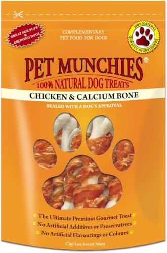 Pet Munchies Chicken and Calcium Bones Dog Treats, Premium Dog Chews with Natural Real Meat, Low in Fat and High in Protein 100g