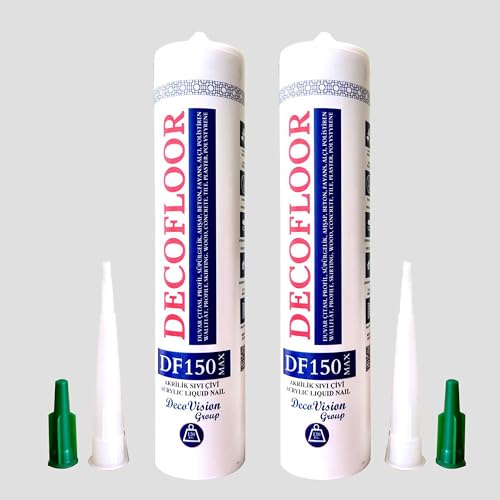 DecoFloor Heavy Duty Construction Adhesive Pack of 2-10 oz Tubes - Multi Purpose Construction Glue for Wood, Glass, Metal, Brick, Stone and Tile, Acrylic Bond for Multi-Surface Use, Water Resistant